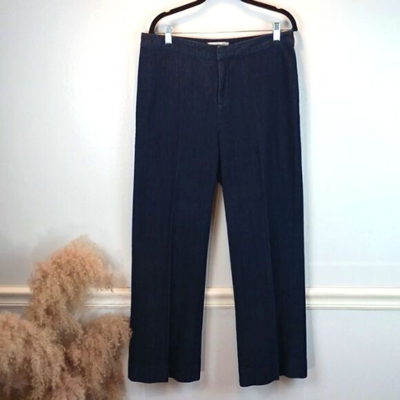 ELLEN TRACY high waist wide straight leg dark blue jeans size 10 - Picture 1 of 9